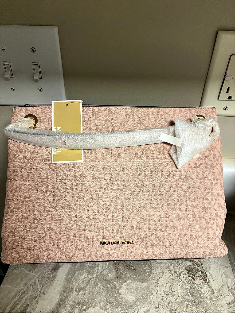 Michael Kors Jet Set Large Signature Logo Shoulder Bag Pink Shoulder Bag